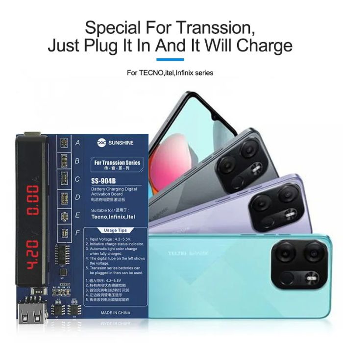Активатор акумуляторів Sunshine SS-904B плата активації АКБ Tecno / Itel / Infinix