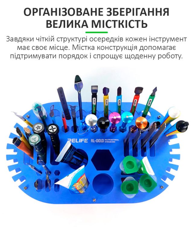 Органайзер для інструментів Relife RL-001D багатофункціональний / металевий / 290x170x95 мм