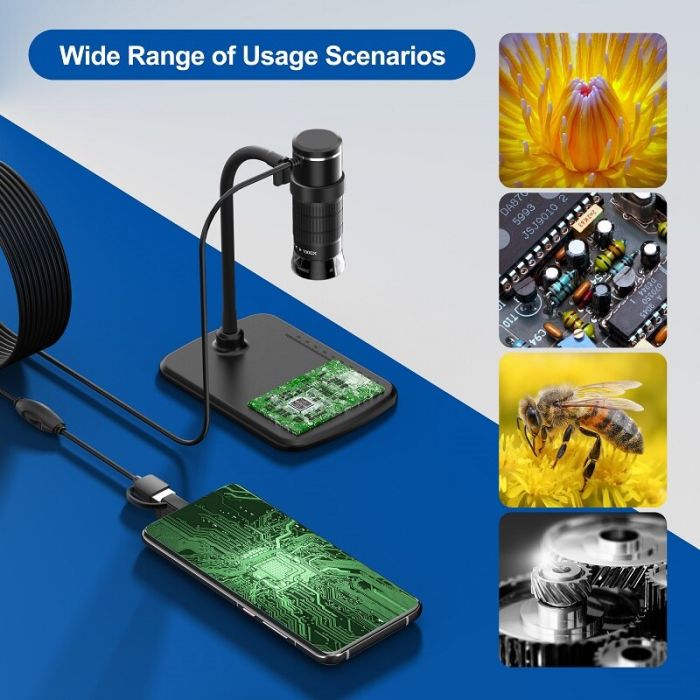 Микроскоп цифровой портативный AN104 / кратность 1000X / OTG Micro USB / Type-C / подсветка