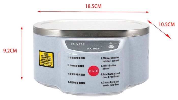 Ультразвуковая ванна DADI 963 / 30W / 40kHz / пластик, металлическая крышка / 500 ml