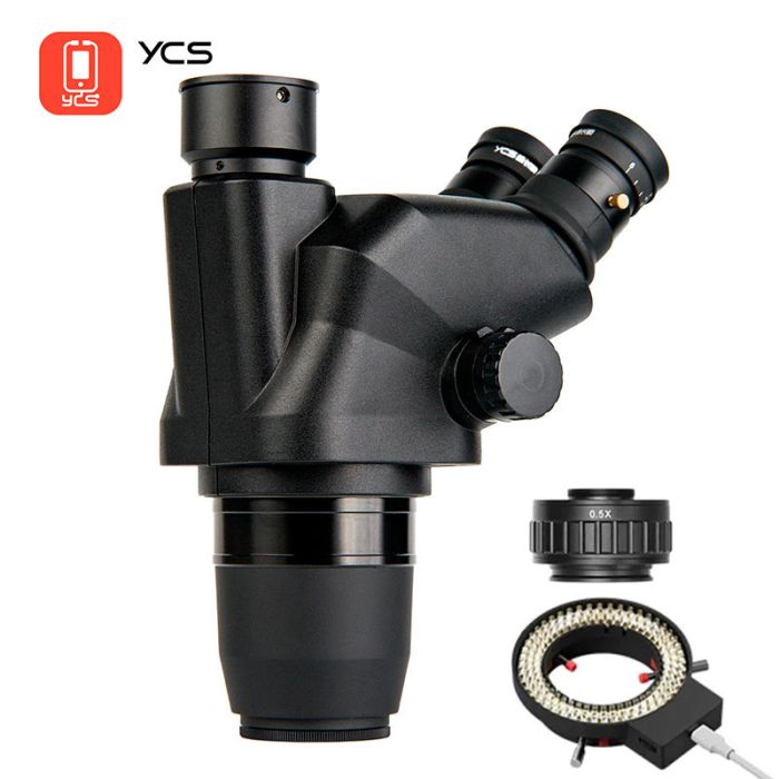 Мікроскоп тринокулярний YCS 71 Ultra / 6.7X-45X / адаптер CTV 0.5X / LED підсвітка / без штатива / Чорний
