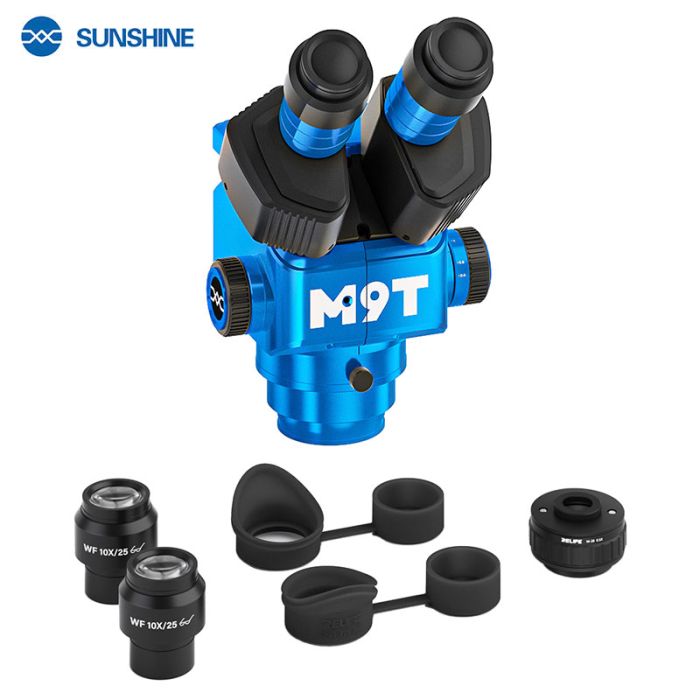 Мікроскоп тринокулярний Sunshine M9T / 6X-45X / адаптер CTV 0.5X / WF10X/25 / без штатива / Blue
