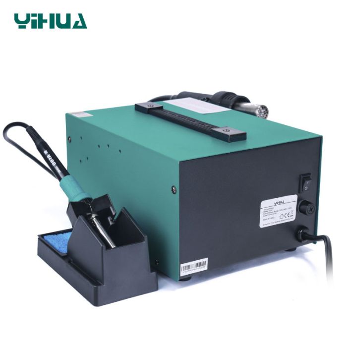 Паяльна станція 2 в 1 YIHUA 952D+ / термофен + паяльник / жало 900М / 4 насадки / 100 - 450°C / 700 Вт