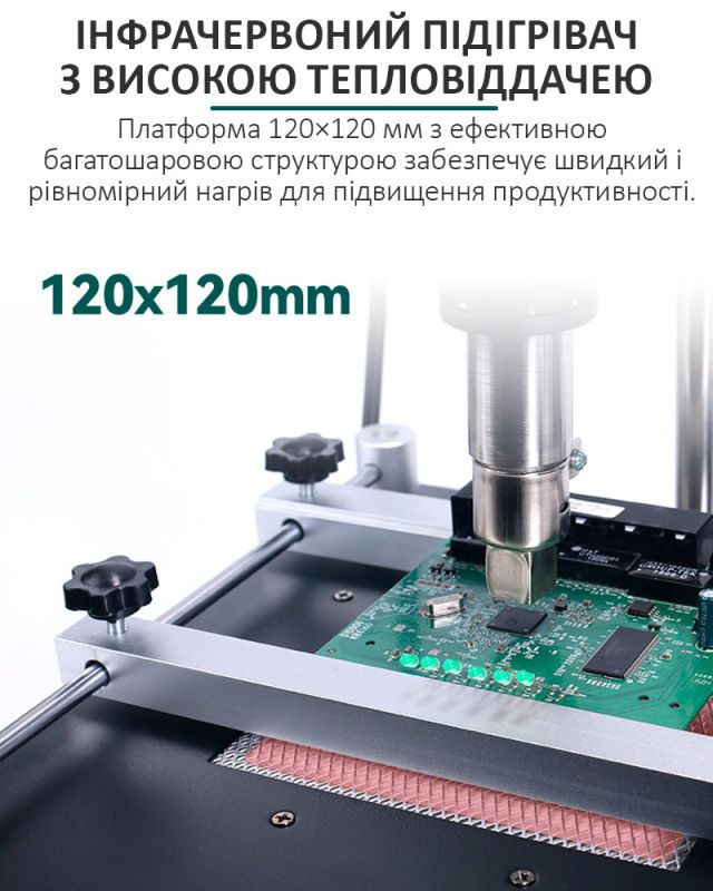 Паяльная станция 3 в 1 YIHUA 853AAA / фен + паяльник + ИК преднагреватель / LED дисплей / 1200 Вт