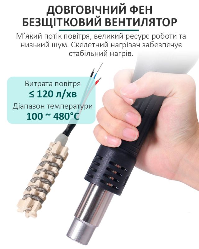 Паяльная станция 3 в 1 YIHUA 853AAA / фен + паяльник + ИК преднагреватель / LED дисплей / 1200 Вт