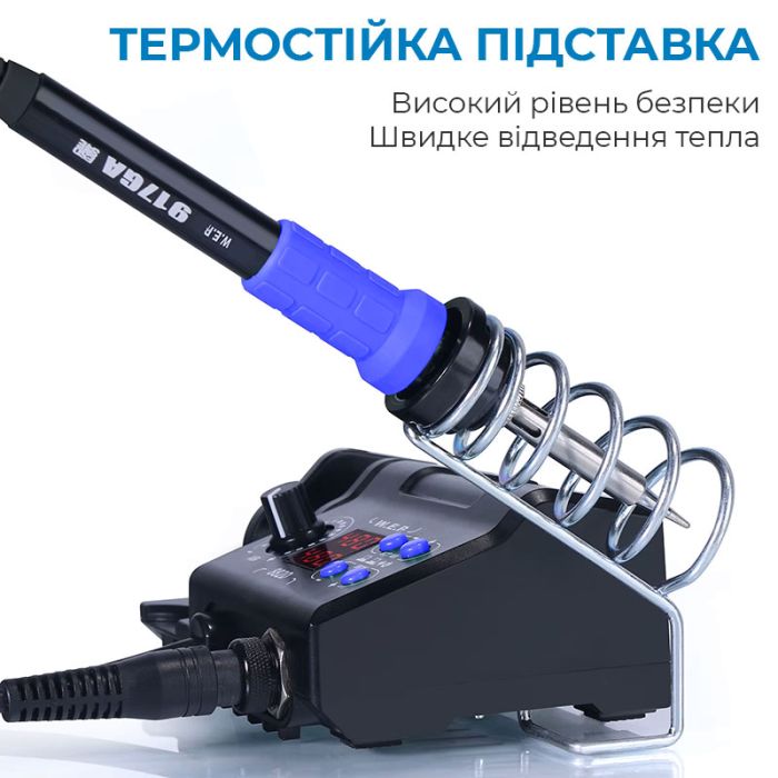Паяльная станция 2 в 1 WEP 882D / термофен + паяльник / 3 насадки / 750 Вт