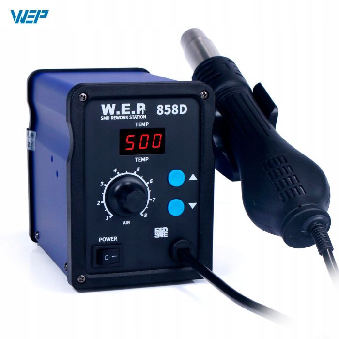 Термовоздушная паяльная станция WEP 858D термофен / 100-500°С / 120 л/мин / 3 насадки / 700 Вт