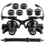 Лупа окуляри бінокулярні Magnifier 9892GJ з LED підсвіткою / збільшення 10X 15X 20X 25X