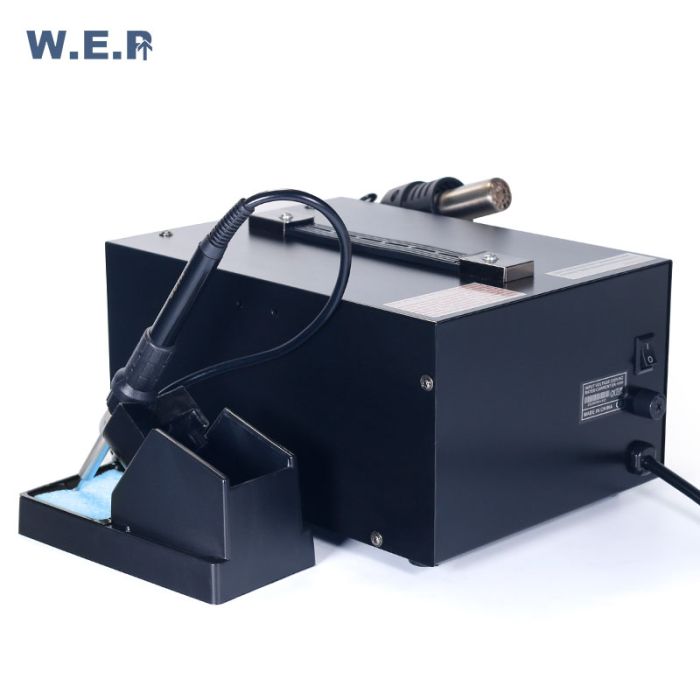 Паяльна станція 2 в 1 WEP 952D+ / термофен + паяльник / жало 900М / 4 насадки / 100 - 450°C / 700 Вт