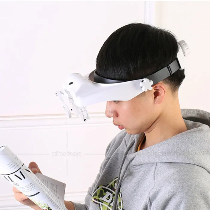 Лупа окуляри бінокулярні Magnifier 81000-S з LED підсвіткою / збільшення 1.2X 2X 8X