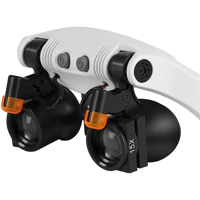 Лупа окуляри бінокулярні Magnifier 32521-SX з LED підсвіткою / збільшення 3X 4X 5X 6X 7X 10X