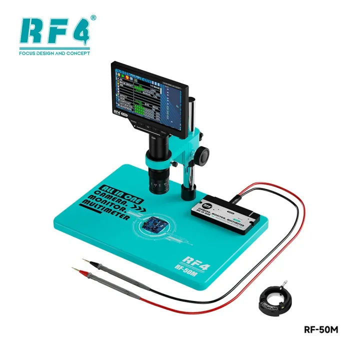 Мікроскоп цифровий з мультиметром RF4 RF-50M / монітор HD 7" / кратність 7X-45X / HDMI / пульт / підсвітка