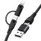 Кабель Type-C to Type-C с переходниками USB + Lightning / 4 в 1 / QC3.0 PD / 60W / 1м  Черный