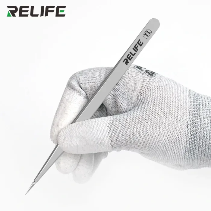 Пінцет прецизійний RELIFE T1 / сталевий, висока твердість, прямий / 164мм