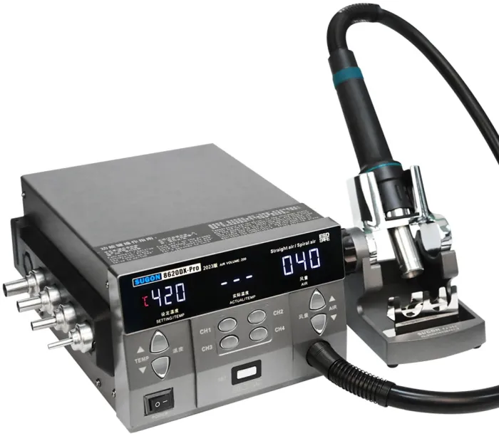 Термоповітряна паяльна станція SUGON 8620DX Pro фен / 100-500°С / 4 канали пам'яті / 4 насадки / 1300 Вт