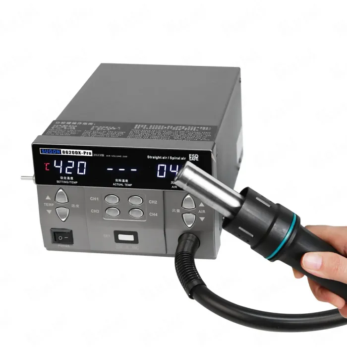Термовоздушная паяльная станция SUGON 8620DX Pro фен / 100-500°С / 4 канала памяти / 4 насадки / 1300 Вт