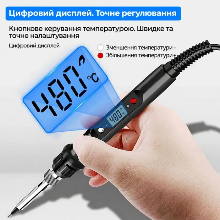 Паяльник A-096 / Жало 900M / LCD екран / кнопкове регулювання / 180 - 480 ° C / 220В 80Вт