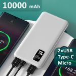 Power bank XIYT YZB0221 10000 mAh 2xUSB/Micro/Type-C White