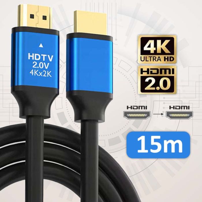 Кабель ХР-559 HDMI-HDMI V2.0 / 4K 2K Full HD / Чорний 15м