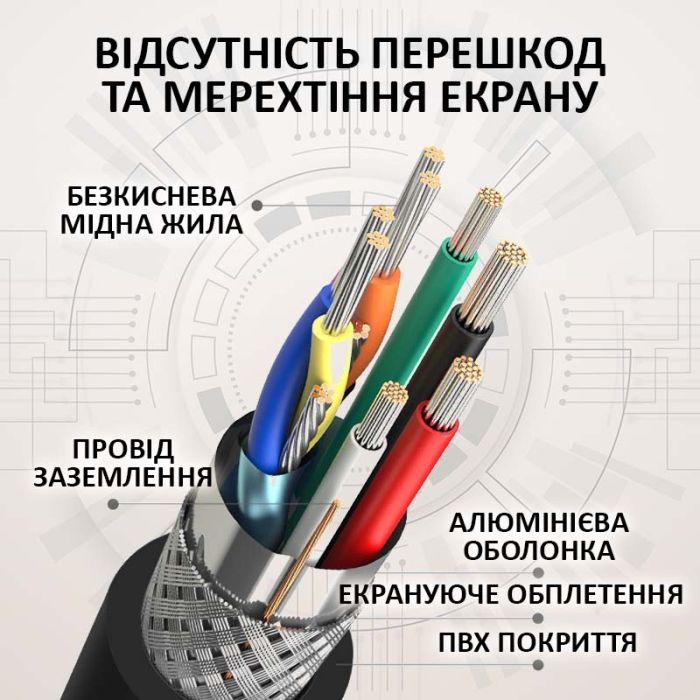Кабель ХР-559 HDMI-HDMI V2.0 / 4K 2K Full HD / Чорний 15м