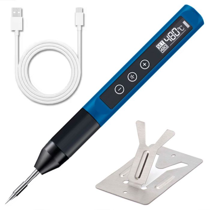 Паяльник USB 30 прецизійний портативний / жало JBC 210 / 480°C / 9-12В / Type-C / 30 Вт Синій