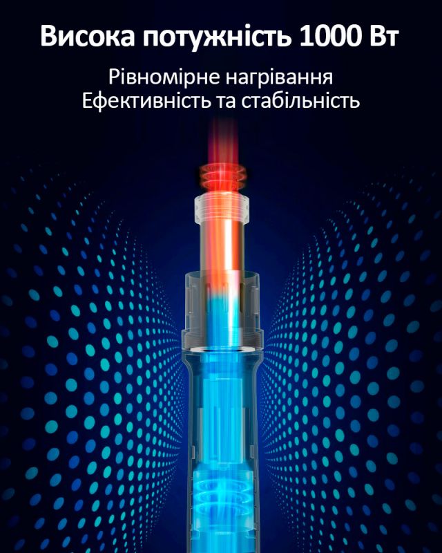 Термофен Quick TR1 Smart / портативний / OLED / 55 л/хв / 100 - 550°C / 3 насадки / 1000W