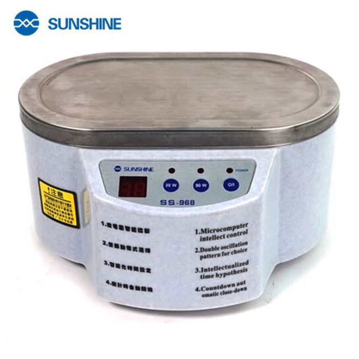 Ультразвукова ванна Sunshine SS-968 два режими / 30Вт/50Вт / 40кГц / пластик, металева кришка / 500 мл