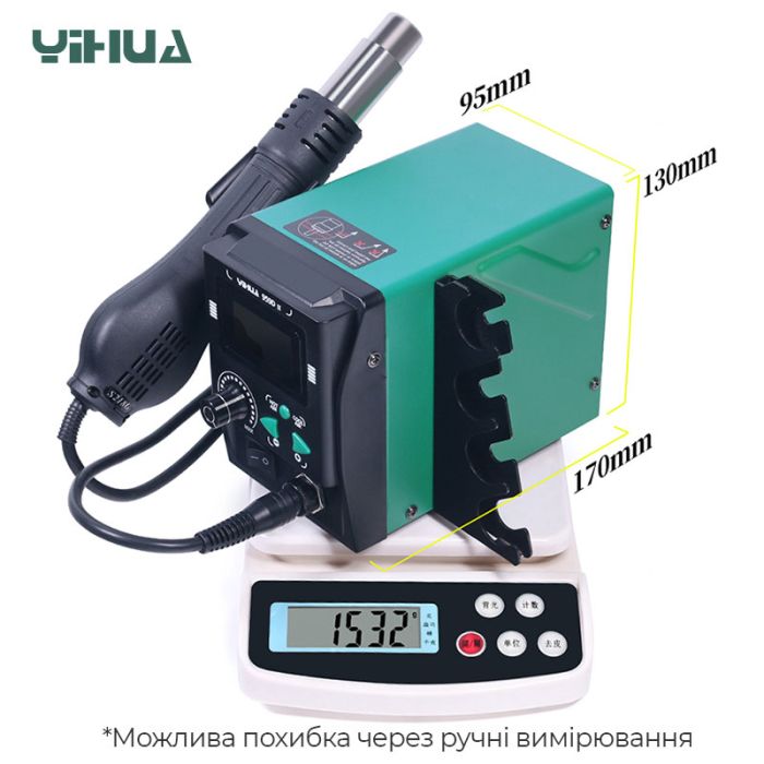 Термовоздушная паяльная станция YIHUA 959D II термофен / 100-480°С / 120 л/мин / 5 насадок / 700 Вт