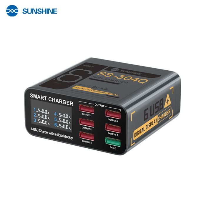 Быстрое зарядное устройство Sunshine SS-304Q 3.5A / 5xUSB / 1xUSB QC3.0 / 40W Black