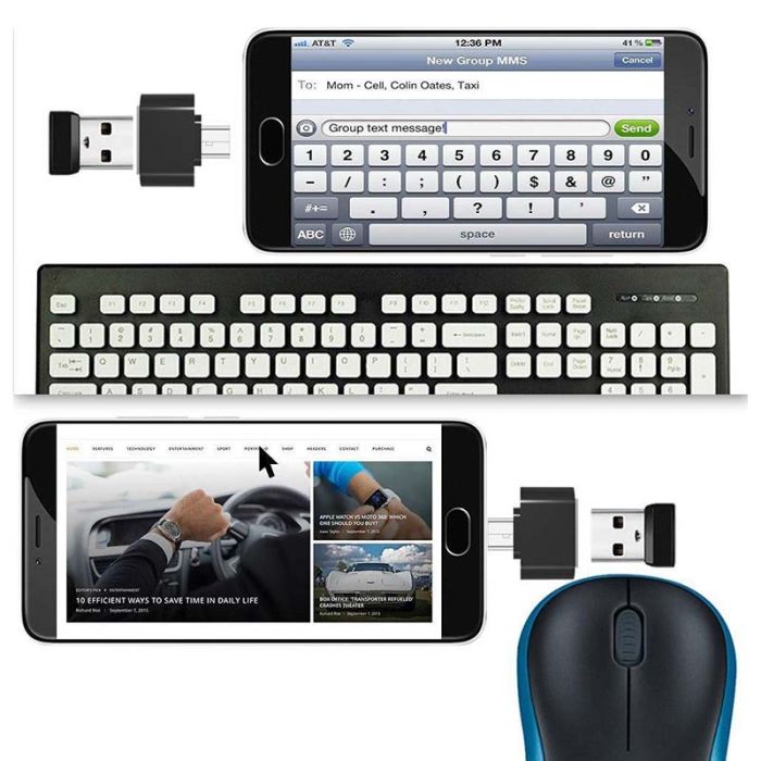 OTG переходник Micro-USB - USB 2.0 адаптер Белый