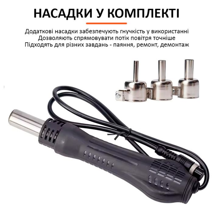 Паяльна станція 8898 комбінована 2 в 1 паяльник + термофен / LCD / 100-500°C / 650 Вт