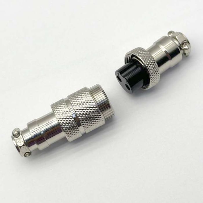 Разъем авиационный GX16 2 pin (папа+мама) крепление на кабель, штекер, гнездо, защитный кожух