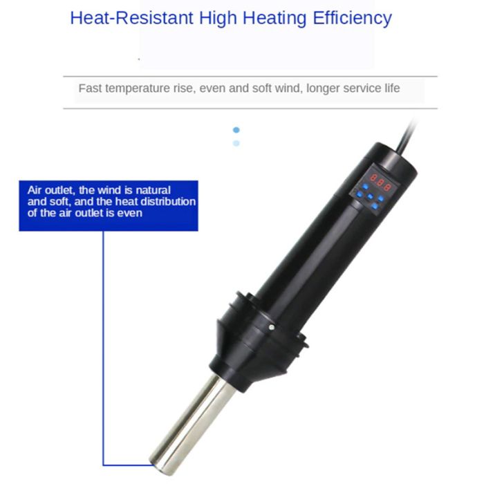 Термофен YAOGONG 8032A+ цифровая регулировка 100 - 480 °C / 450 Вт / 24 л/мин / насадки