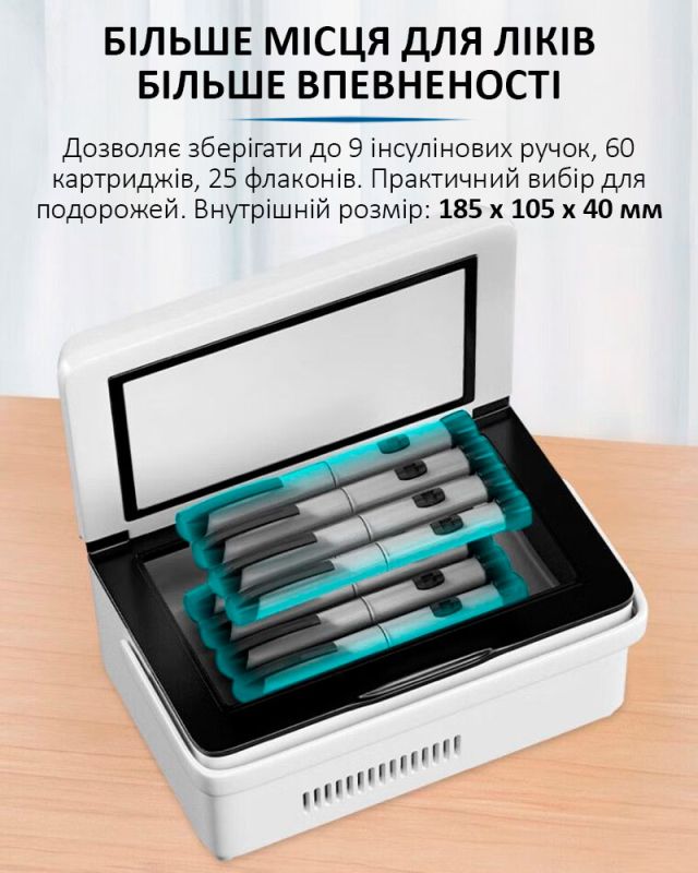 Медицинский портативный мини холодильник Coolbox CL-А08 для лекарств, инсулина / сумка / USB / 220V / 2xАКБ
