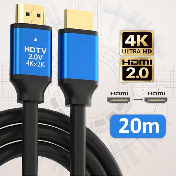 Кабель ХР-559 HDMI-HDMI V2.0 / 4K 2K Full HD / Чорний 20м