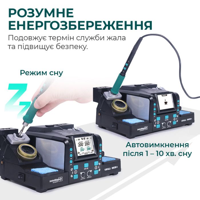 Паяльна станція 2 в 1 YIHUA 982D-II / 2 паяльники C210 + C245 / 3+3 канали пам'яті / 90-450°C / 160 Вт