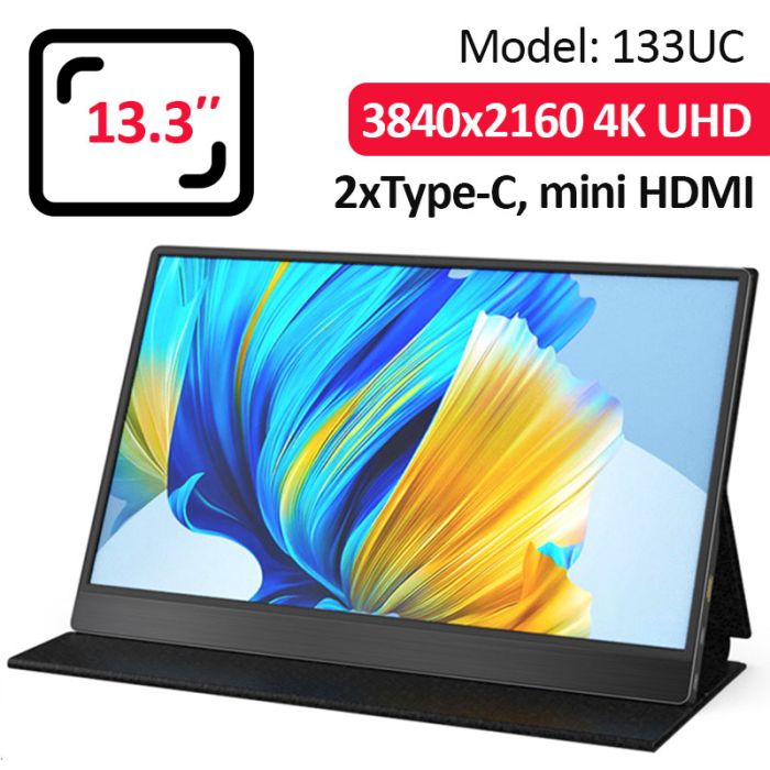Монитор портативный 133UC / 13.3'' / IPS / 3840x2160 4K / Type-C / HDMI / jack 3.5 мм / второй экран