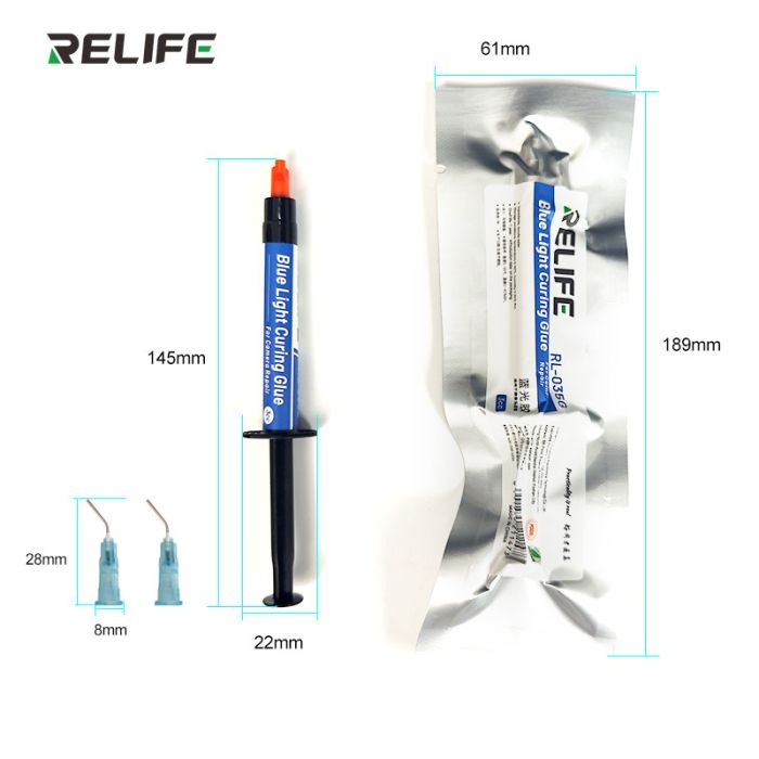 Клей ультрафиолетовый RELIFE RL-035G Blue light glue для фиксации линз и компонентов (3ml)