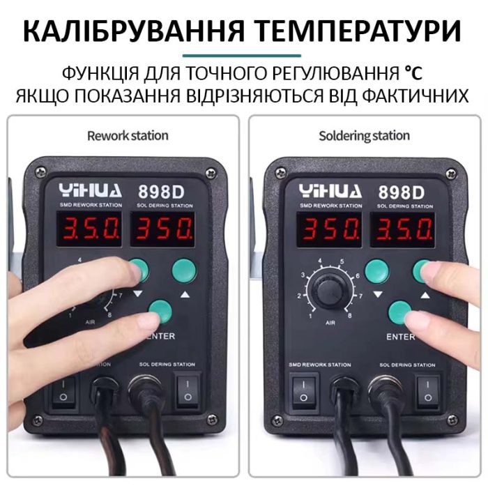 Паяльная станция YIHUA 898D 2 в 1 фен / паяльник / цифровая индикация / турбинная / 700 Вт