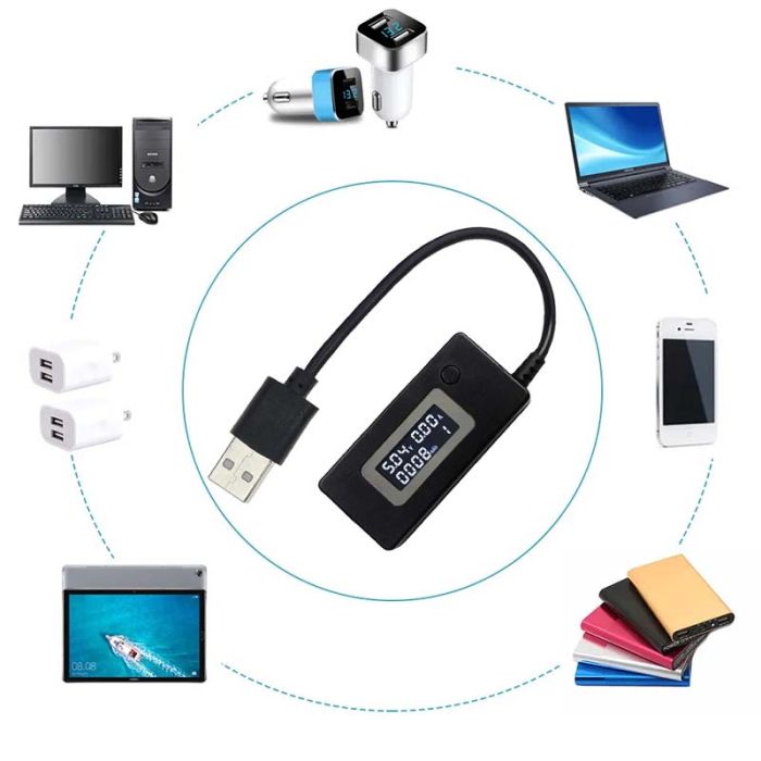 Многофункциональный USB тестер KEWEISI KCX-017 тока напряжения емкости Черный