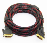 Кабель Merlion Dvi-Dvi 1.5m, 2 ферита, оплетка, Black/Red, 24/24pin, (Пакет)