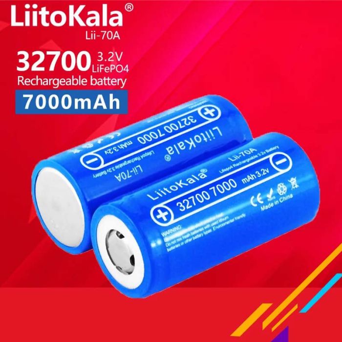 Акумулятор LiitoKala Lii-70A 32700 / LiFePO4 / 21А / 3,2В / 7000 mАh / плоский контакт / Original