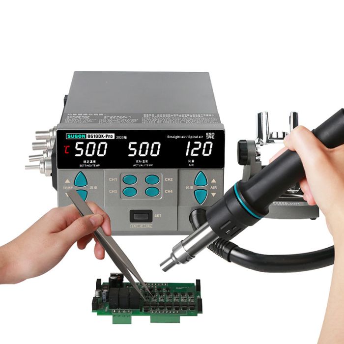 Термовоздушная паяльная станция SUGON 8610DX Pro фен / 100-500°С / 120 л/мин / 4 канала памяти / 1000 Вт
