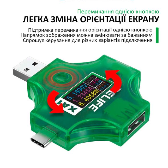 USB тестер Relife XA1 тока, напряжения, емкости / USB-A / Type-C / PD / QC 3.0 / 4-25V / 5A