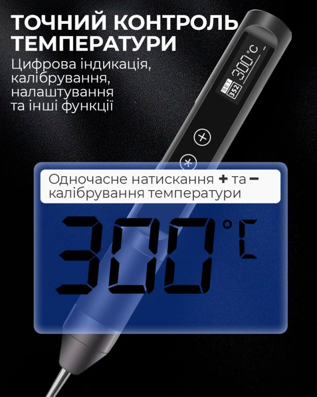 Паяльник USB 30 портативный / олово, подставка / жало 210 / 480°C / 9-12В / Type-C / 30 Вт Белый