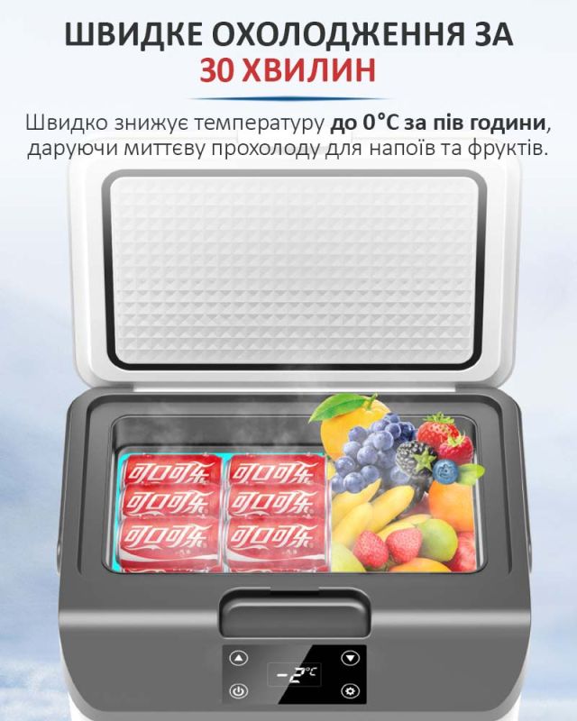 Автомобильный переносной мини холодильник Aoqun BY-15BS / 8.2 л / Охлаждение / Нагрев / 12V / 24V / 220V