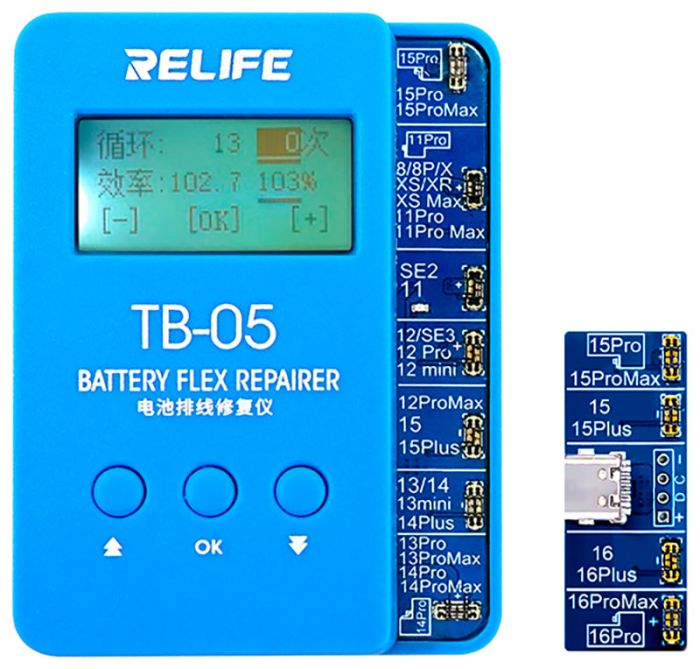 Програматор RELIFE TB-05 V10.0 для скидання циклів і відсотка зносу акумулятора iPhone 8-16 Pro Max