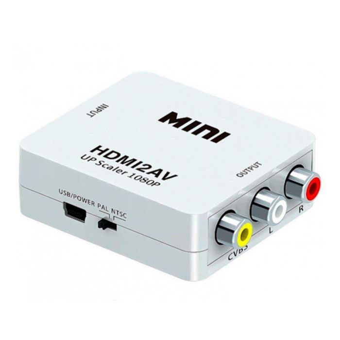 Конвертер Mini, HDMI to AV, ВЫХОД 3RCA (мама) на ВХОД HDMI (мама), 720P/1080P, White (YT-CM-HDMI/AV)