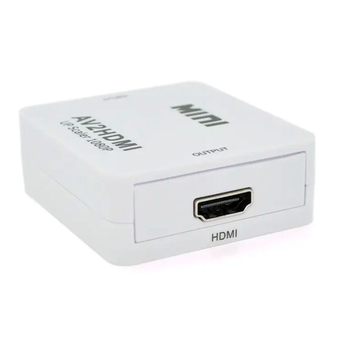 Конвертер Mini, HDMI to AV, ВИХІД 3RCA (мама) на ВХІД HDMI (мама), 720P/1080P, White