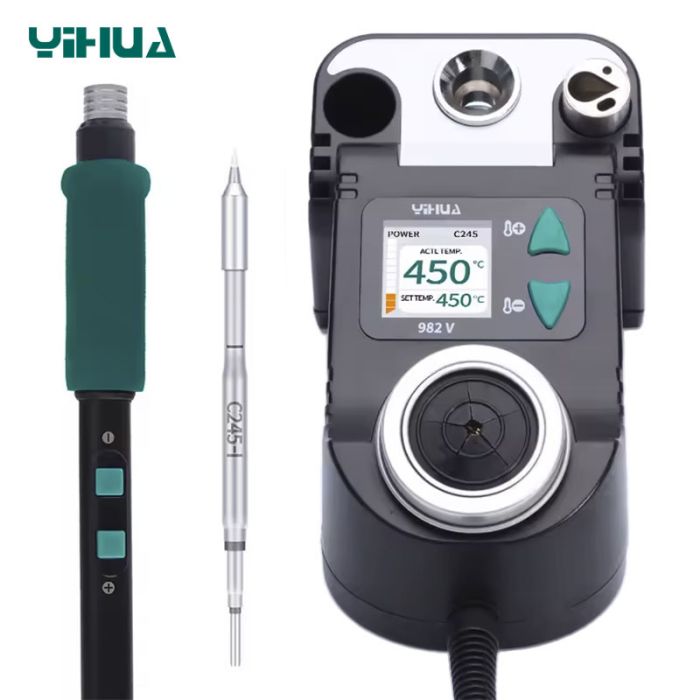 Паяльна станція YIHUA 982 V / прецизійний паяльник C245 / 90-450°C / 60 Вт Black